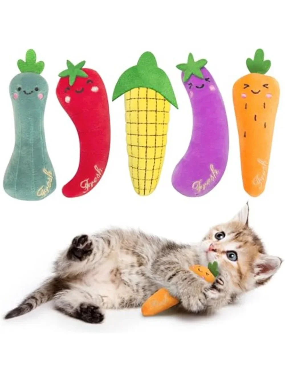 Cat Toys, 5 Pack, Plush Catnip Toys for Indoor Cats Kitten, Interactive